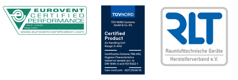 Логотипы сертификатов качества вентиляционных установок Daikin