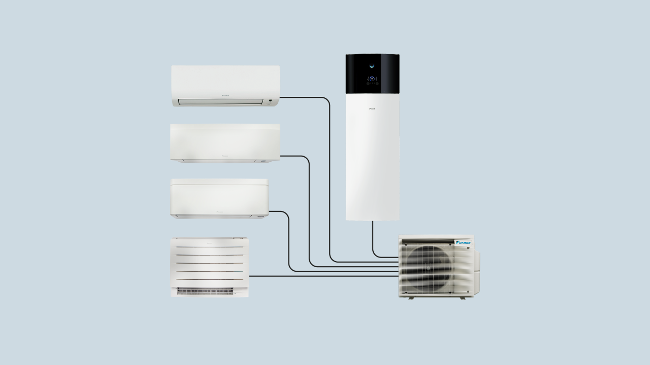 Иллюстрация пяти подключенных блоков Daikin